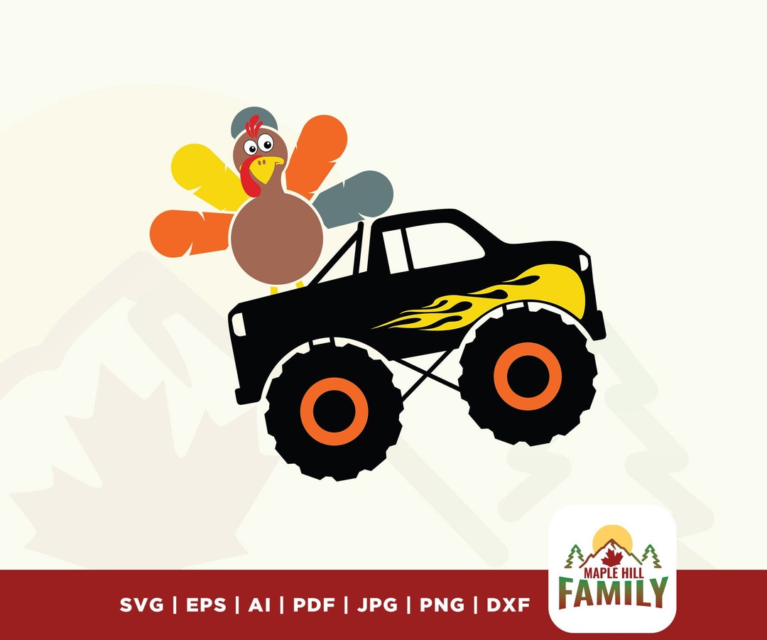 Turkey Riding Monster Truck Png Monster Truck Thanksgiving - Etsy