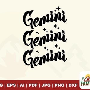 Gémeaux SVG, signe astrologique Gémeaux, téléchargement numérique, Horoscope SVG, SVG des signes du zodiaque, parfait pour les t-shirts, tasses, décorations d'anniversaire