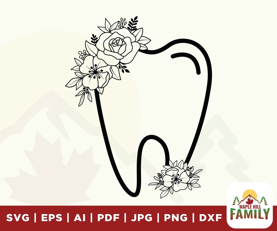 Floral Tooth Svg, Dental Shirt Svg, Tooth Svg, Flower Shirt, Dentistry ...