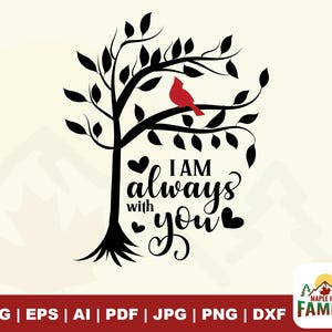 Siempre estoy contigo SVG, Memorial del Cardenal SVG, Memorial SVG, Cardenal SVG, Siempre contigo SVG, Recuerdo SVG, Corazón de Cardenal Rojo SVG