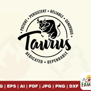 Taureau SVG, signe astrologique taureau, téléchargement numérique, horoscope SVG, signes du zodiaque SVG, parfait pour les t-shirts, tasses, décorations d'anniversaire.