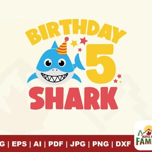 5th Birthday Shark Svg, Shark Svg, Shark Birthday Svg, Birthday Boy Svg, 5th Birthday svg, Shark Kids Svg, fifth Birthday, Svg Files Cricut