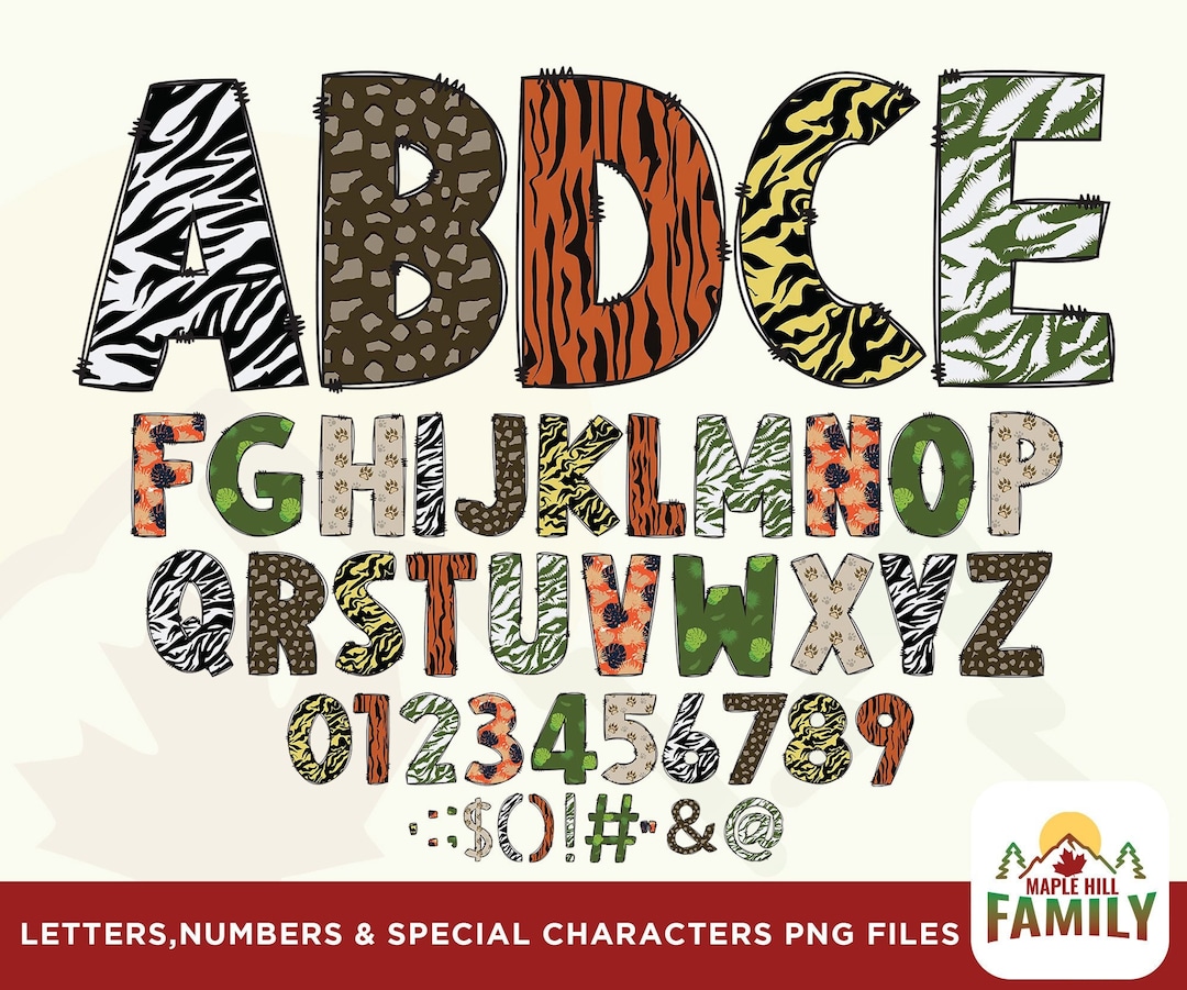 Animal Font, Jungle Animal Doodle Letters, Jungle Alphabet, Safari ...