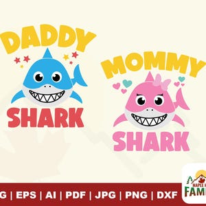 Mommy Shark Svg, Daddy Shark Svg, Shark familie Svg, moeder haai svg, Mama Shark, Shark Shirts, grappige familie, Shark familie Svg