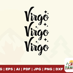 Vierge SVG, signe astrologique Vierge, téléchargement numérique, Horoscope SVG, SVG des signes du zodiaque, parfait pour les t-shirts, tasses, décorations d'anniversaire,