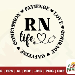 RN Life SVG: Nurse Shirt Design, Cricut Cut Files (Digital Download)