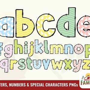 Easter Font, Easter Alphabet Letters PNG Bundle, Easter Doodle Alphabet ...