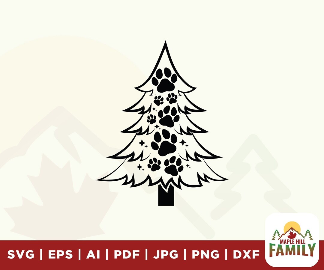 Dog Paw Svg Paw Tree Svg Christmas Svg Dog Svg Paw Svg Etsy