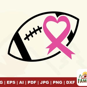 Football svg, Breast Cancer, sports svg, Pink Ribbon, Digital Download, Awareness svg, TShirt, Cut File, Transfer svg, silhouette.