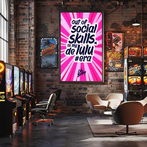 "Lustiges Delulu Ära Wandbild, ""Out of Sociallymps in My Delulu Era"" Pink Pop Poster, digitaler Download, Jugendzimmer Dekor."