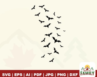Flygande fladdermöss SVG, Halloween silhuett klippfil (digital nedladdning)