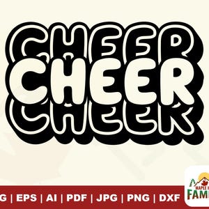 Cheer SVG: Wavy Letters, Cheerleader, Team Spirit (SVG, PNG Digital Download)