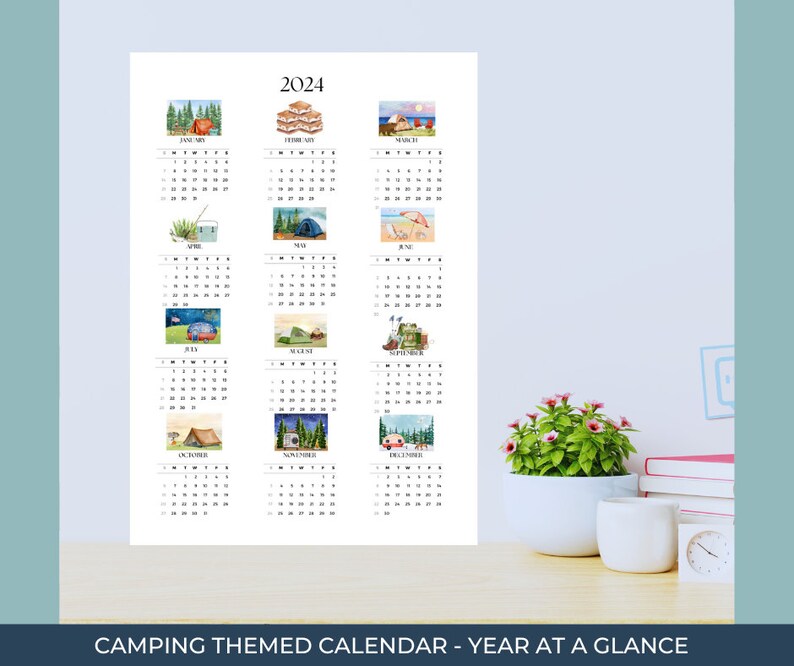 2024 Yearly Calendar Printable OUTDOORSY ADVENTURE CAMP Calendar Etsy