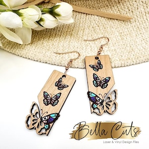 Butterfly Earring Svg, Drop Earrings Acrylic, Laser File, Wood Earrings Svg, Acrylic Earring Svg, Commercial Use #340