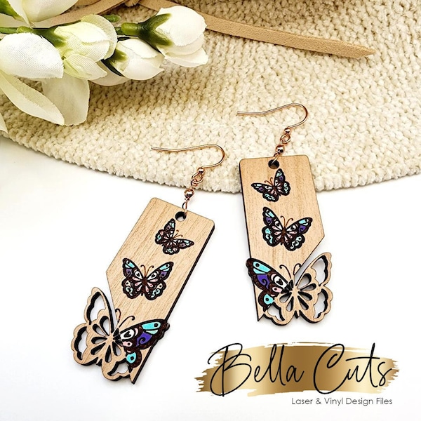 Butterfly Earring Svg, Drop Earrings Acrylic, Laser File, Wood Earrings Svg, Acrylic Earring Svg, Commercial Use #340