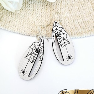 Spider Earrings Dangle, Earring Svg Files, Laser Cut Svg, Instant Digital Download, Halloween Spider Earrings #419