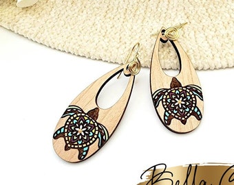 Sea Turtle Earring laser cut dangle earring SVG file for wood or acrylic, Commercial Use #337
