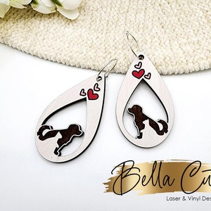 Dog and Cat Earring, Pet Heart Earring, Glowforge Files, Earring Svg, Laser Cut Files, Digital File Download, SVG DXF, Commercial Use #269