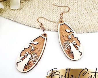 Rabbit Earring Svg, Bunny Earrings Acrylic, Easter Laser File, Floral Wood Earrings Svg, Acrylic Earring Svg, Commercial Use #348