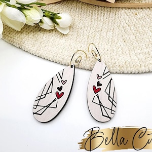 Heart Earring File, Valentine Earring, Glowforge Files, Earring Svg, Laser Cut Files, Digital File Download, SVG DXF, Commercial Use #267