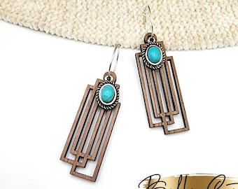 Geometric Rectangle laser cut dangle earring SVG file for wood or acrylic, Commercial Use #367