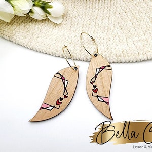 Heart Earring File, Valentine Earring, Glowforge Files, Earring Svg, Laser Cut Files, Digital File Download, SVG DXF, Commercial Use #266