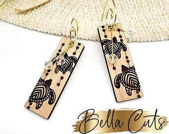 Sea Turtle Earring laser cut dangle earring SVG file for wood or acrylic, Commercial Use #334