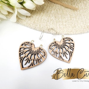 Hart Valentine Drop Earring, Lasergesneden gegraveerde oorbellen, digitaal bestand downloaden, SVG DXF, Glowforge Ready, commercieel gebruik #318