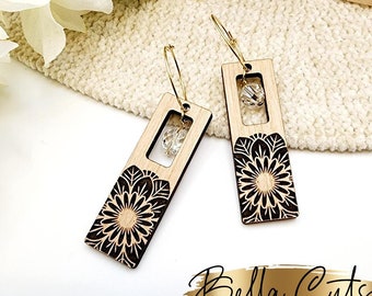 Mandala design Laser Cut Engraved Earrings, Digital File Download, SVG DXF, Glowforge Ready, Commercial Use #283
