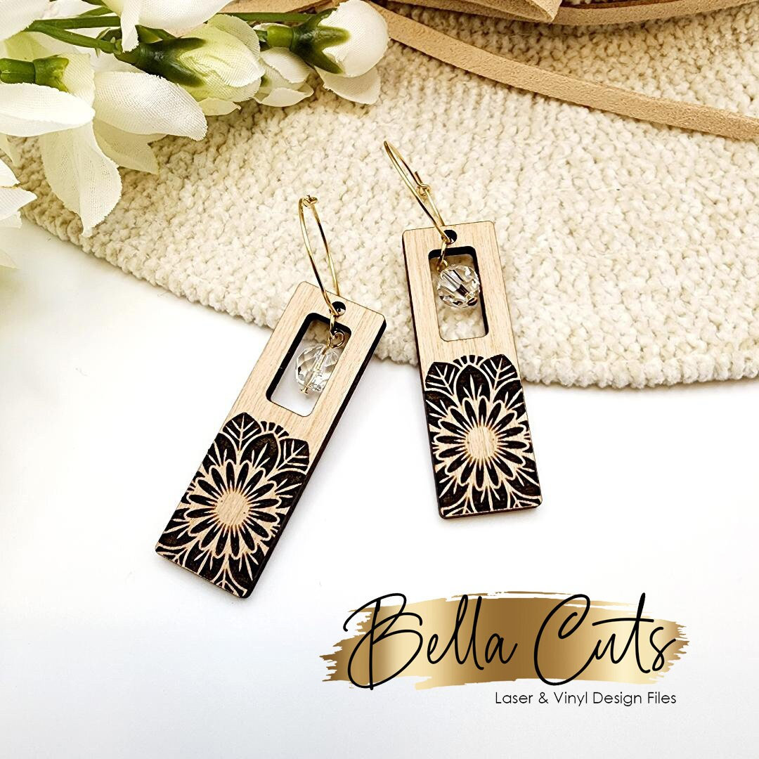 Mandala design Laser Cut Engraved Earrings, Digital File Download, SVG DXF, Glowforge Ready, Commercial Use #283