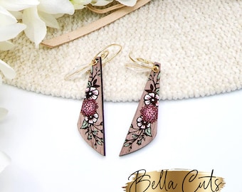 Floral Dangles Laser Cut Laser Engraved Earrings Digital File Download, SVG DXF, Glowforge Ready, Commercial Use #141