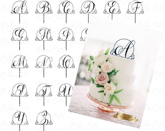 Script A-Z Cake Toppers, Laser Engraved Cut Digital File Download, SVG DXF, Glowforge Ready, Commercial Use