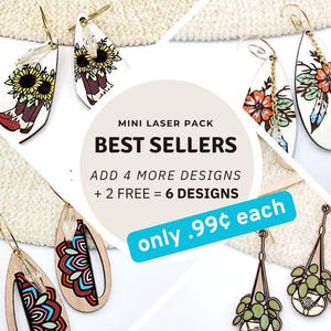 Premium Laser Cut Ohrring SVG Bundle oder 4 mit 2 GRATIS!  Laser geschnitten Datei, Ohrring Design Dateien, Acryl Ohrring svg, kommerzielle Nutzung