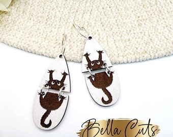 Cat Mom, Cat Lover Cut Engraved Earrings, Digital File Download, SVG DXF, Glowforge Ready, Commercial Use #231