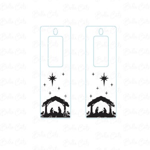 Nativity Jesus Manger Laser Engraved Earrings Digital File Download, SVG DXF, Glowforge Ready, Commercial Use 122 image 2