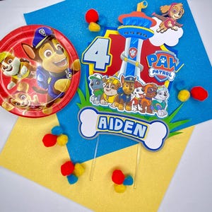 Paw Dog Cake Topper / Patrol Cake Topper Theme / 3D Shaker Paw Cake Topper