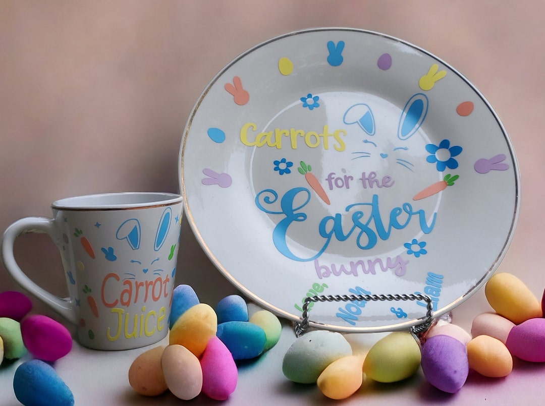 Easter Bunny Treat Plate Personalized Mug, Adorable Gift for Grandkids