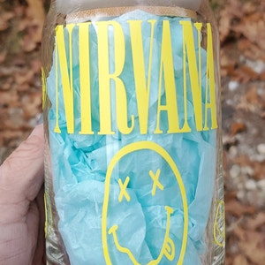 Nirvana Iced Coffee Beer Can Glass Nirvana Tumbler Soda Personalized Gift Cup Birthday  Travel Cup Libbey Coffee Beer Can Glass Lid Straw