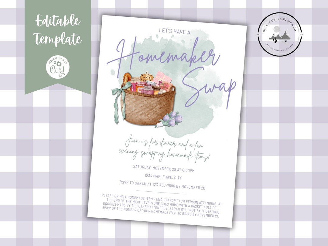 Homemaker Swap Homemaker Swap Party Invitation: Editable Homemade Item Party Invite ...