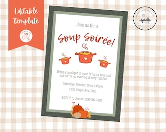 Soup Soiree Invite - Soup Soiree Invitation - Soup Soiree - Fall Party Invite - Soup Soiree Party Invite - Fall Soup Party