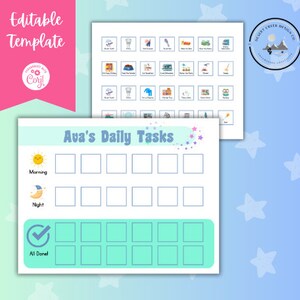 Kids Task Tracker - Kids Task Chart - Kids Chore Chart - Kids Chore Chart Printable - Kids Chore Chart Editable - Weekly Task Tracker Kids