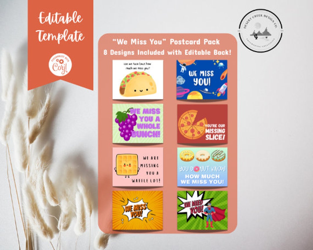 We Miss You Postcard Pack: Editable Designs (digital Download) - Etsy