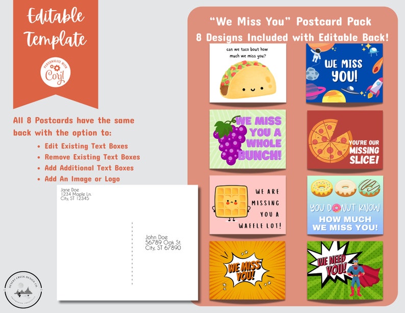 We Miss You Postcard Pack: Editable Designs (digital Download) - Etsy