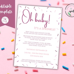 Baby Sprinkle Invitation Girl: Editable Template (Digital Download)
