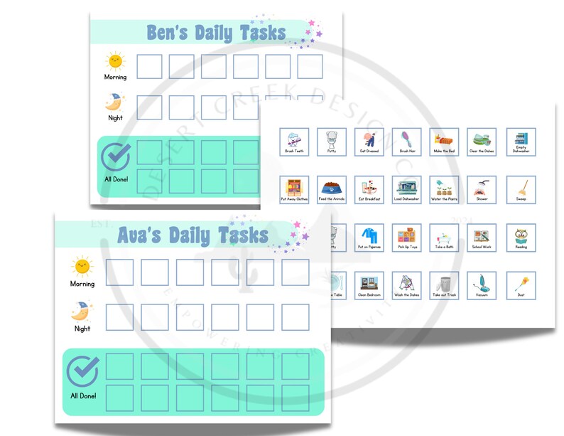 Editable Kids Task Chart: Customizable Chore Tracker (digital Download ...