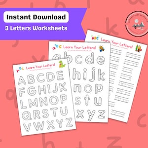 Pacote de planilhas pré-escolares - Planilha pré-escolar - Planilhas de rastreamento de letras - Página de aprendizagem para crianças pequenas - Planilha de aprendizagem do alfabeto