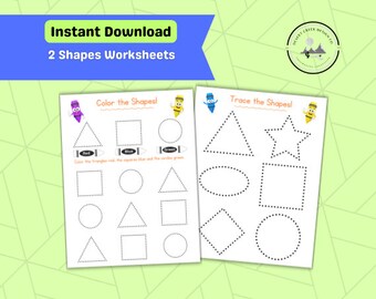 Preschool Shapes Worksheet Bundle: Toddler Learning Pages (Digital Download)