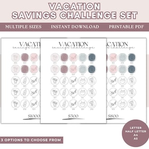 Vacation Savings Challenge Set of 3, Vacation Savings Tracker, Vacation Savings, Travel Savings, Savings Tracker, Vacation Fund