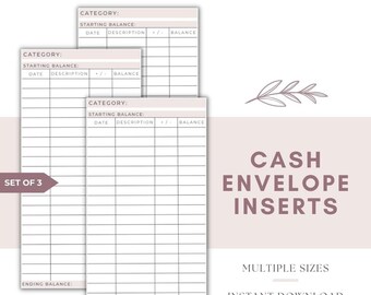 Cash Envelope Inserts, Cash Tracker, Cash Budgeting, Spending Log, Spending Tracker, Expense Tracker, Budgeting Printable, Budgeting Insert