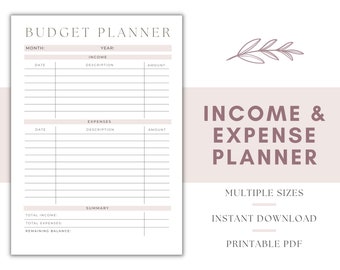 Inkomsten- en uitgavenplanner, persoonlijke financiële planner, inkomenstracker voor kleine bedrijven, onkostentracker voor kleine bedrijven, zakelijk onkostenlogboek